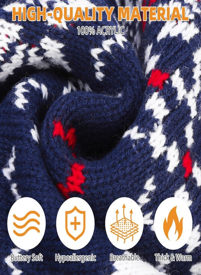 كولتيل كنزة عيد الميلاد للكلاب من كولتايل، كنزة شتوية كلاسيكية محبوكة، بنقشة غزال الرنة وندفة الثلج، ملابس شتوية دافئة وسميكة للحيوانات الأليفة، كنزات محبوكة للكلاب الصغيرة والمتوسطة والكبيرة، لون أزرق داكن متوسط - Image 3